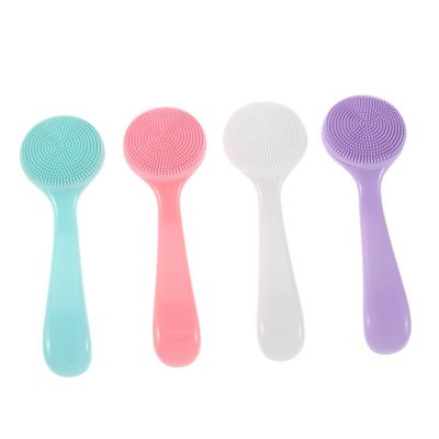 4pcs Silicone Face Brush Manual Silicone Facial Cleansing Brush with Long Handle Face Scrubber for Women and Men Deep Cleaning Blackhead Removal