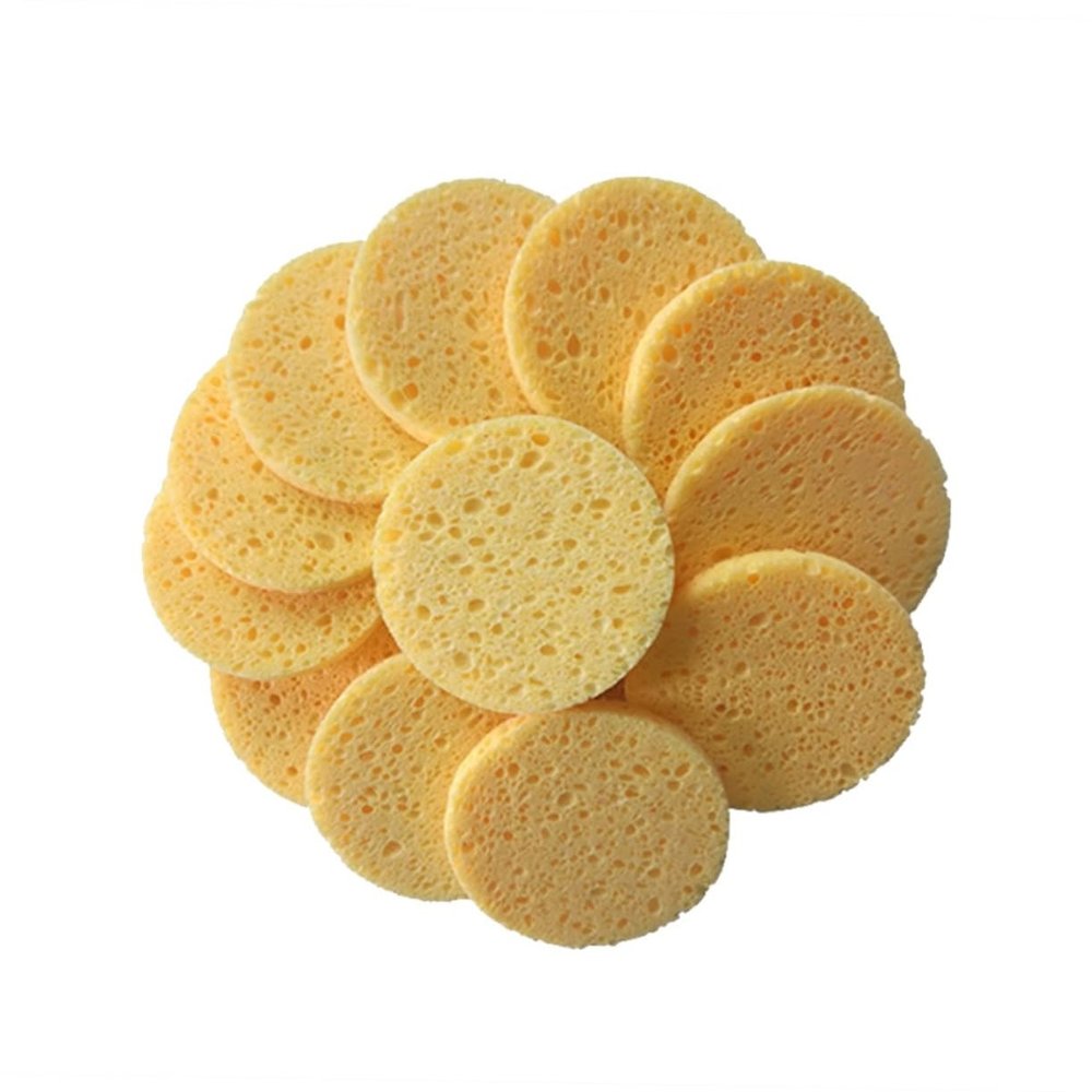 50 Pcs Natural Cellulose Facial Cleaning Sponge Soft Makeup Removal Puff for Deep Cleansing and Skin Care Round for Daily Use and Gentle Exfoliation