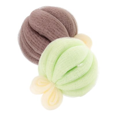 2Pcs Bath Loofah Balls Body Exfoliating Scrubber Lightweight Shower Sponges for All Skin Types Stylish Grey Design for Travel and Daily Use