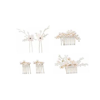 6Pcs Wedding Hair Combs Pearl Flower Bridal Hair Accessories for Stunning Hairstyles Durable Design for Weddings and Special Occasions