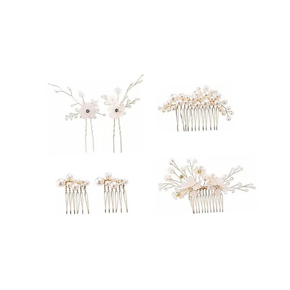 6Pcs Wedding Hair Combs Pearl Flower Bridal Hair Accessories for Stunning Hairstyles Durable Design for Weddings and Special Occasions