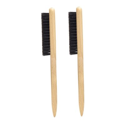 2Pcs Boar Bristle Beard Brush with Ergonomic Wooden Handle Comb for Gentle Grooming and Hair Styling for Home Travel Use