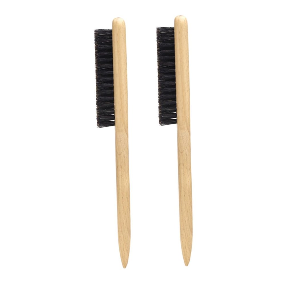 2Pcs Boar Bristle Beard Brush with Ergonomic Wooden Handle Comb for Gentle Grooming and Hair Styling for Home Travel Use