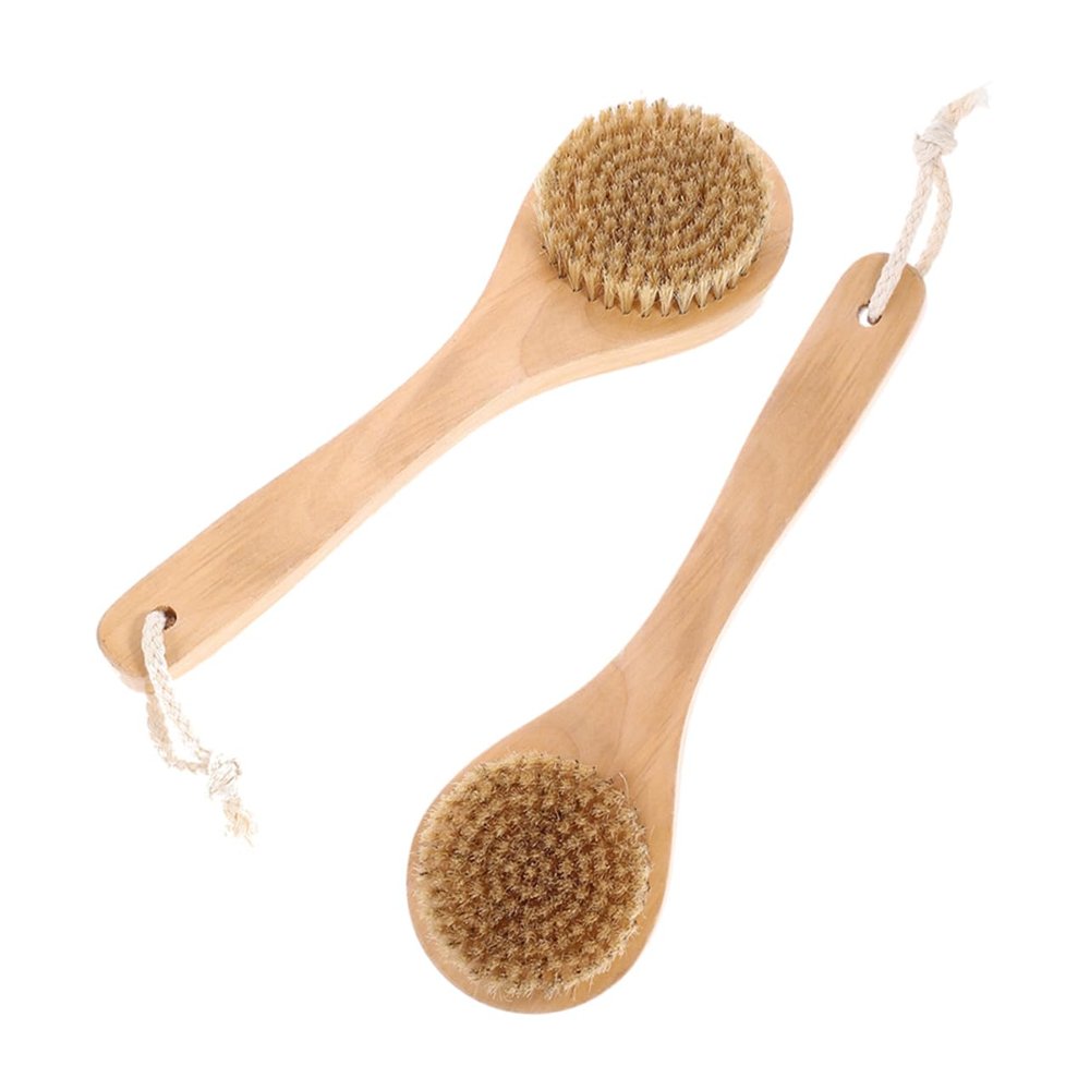 2Pcs Dry Brush Gentle Exfoliating Body Scrubber with Soft Boar Bristles for Bath Shower Ergonomic Design for Improved Skin Skin Types