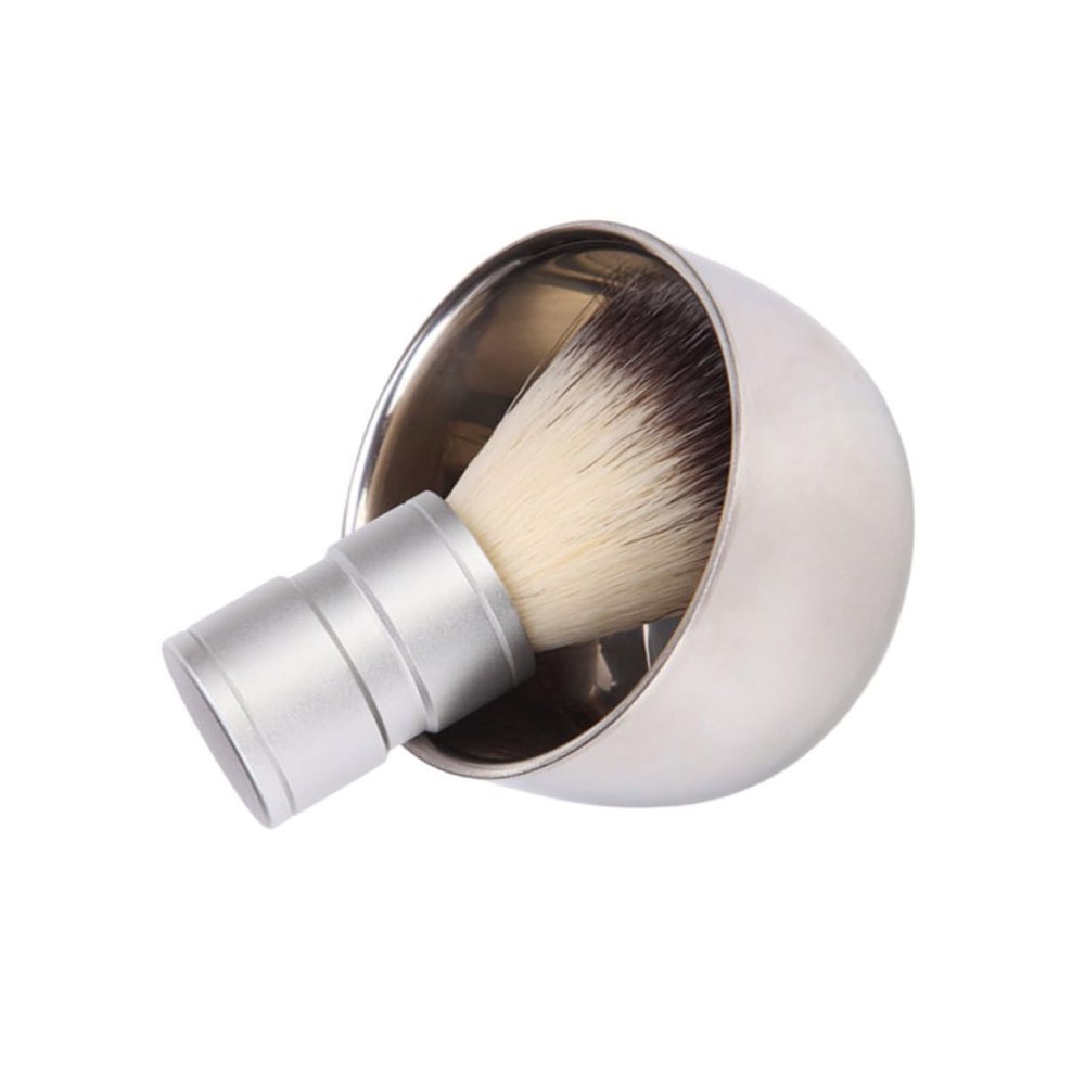 FRCOLOR Professional Beard Brush Bowl Set Durable Stainless Steel Shaving Bowl High Grade Brush for Home Salon Use Easy to Clean Non Slip Handle for All Shaving Soaps