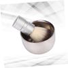 FRCOLOR Professional Beard Brush Bowl Set Durable Stainless Steel Shaving Bowl High Grade Brush for Home Salon Use Easy to Clean Non Slip Handle for All Shaving Soaps view 2