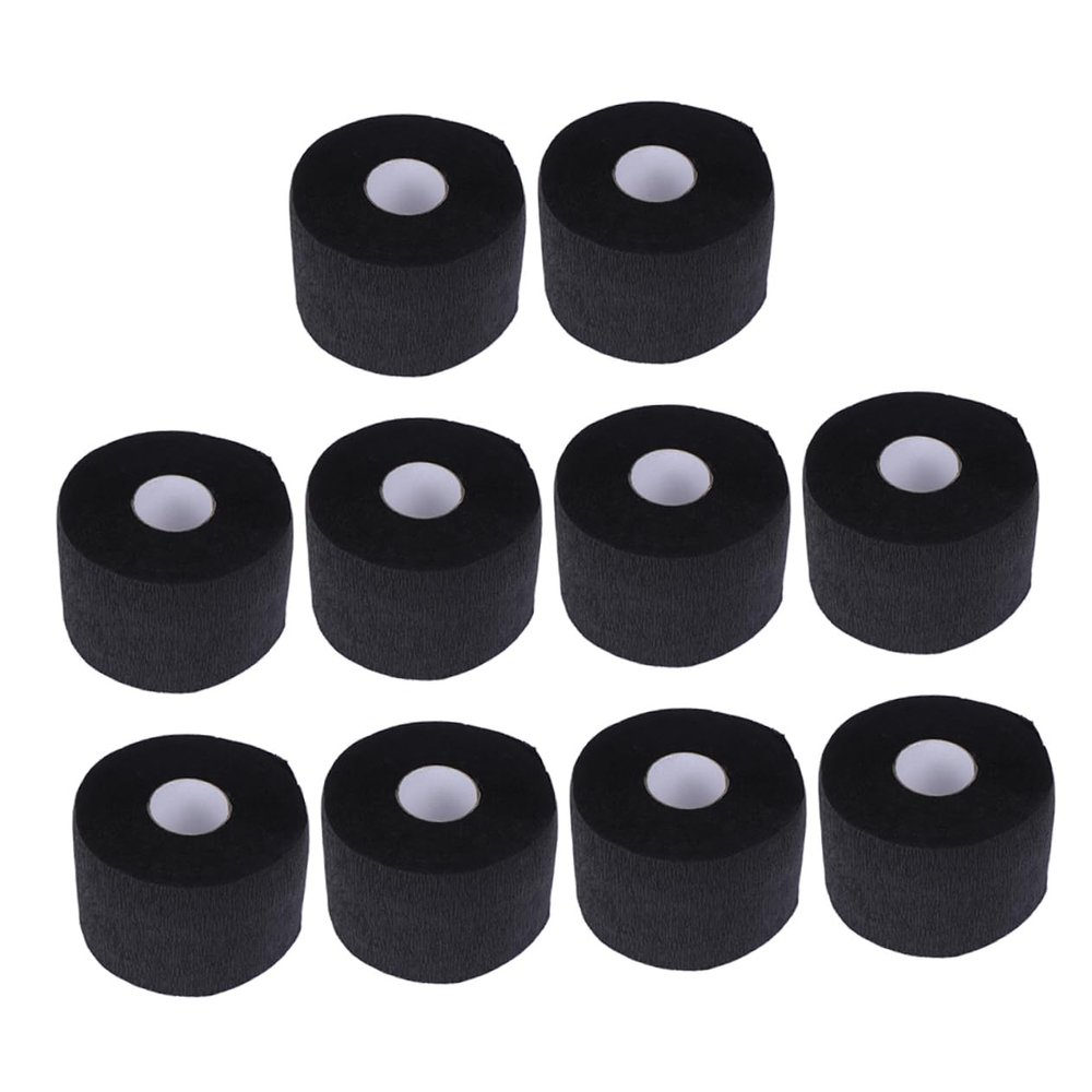 CALLARON Disposable Black Neck Paper Strips for Barbers 10pcs Stretchy Neck Bands for Hairdressing Salon Use and Hair Cutting Protection