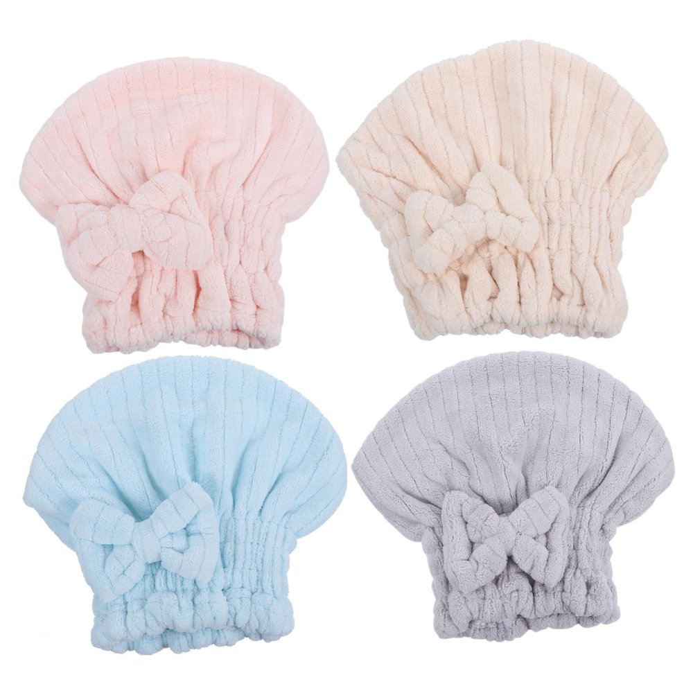 4Pcs Quick Dry Hair Towel Wraps for Women Super Absorbent Microfiber Hair Drying Towels for Bathing Gym and Travel Soft Fleece Multi Color