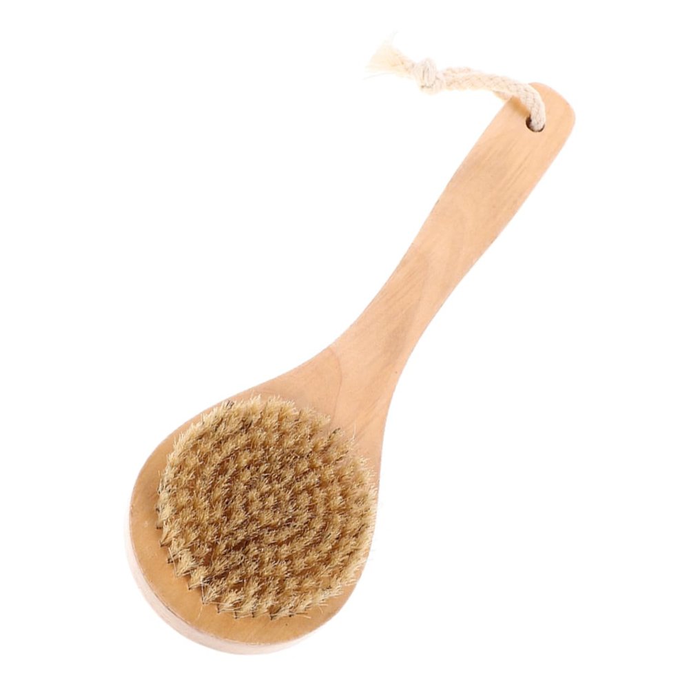 Head Exfoliating Bath Brush with Soft Bristles Gentle Massage Shower Brush with Comfortable Wooden Handle for Skin Cleaning and Relaxation