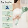 Electric Body Brush Back Scrubber for Shower, Silicone Body Spin Scrubber Shower Brush Cleaner with Long Handle, Rechargeable Bath Brush with 4 Heads for Men and Women, Waterproof Long Dual Power view 3