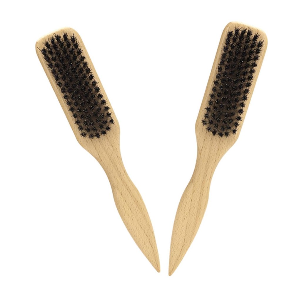 2Pcs Beard Brush with Ergonomic Handles Natural Boar Bristle Grooming Brush for Beard Styling and Cleaning Versatile and Facial Hair Care Tool