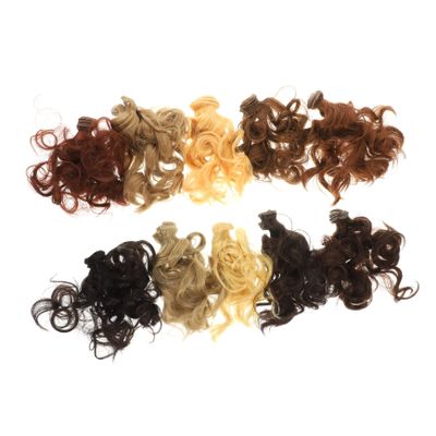 10Pcs High Temperature Synthetic Doll Hair Wefts Curly Wig Extensions for DIY Doll Making and Wigs and Craft Supplies