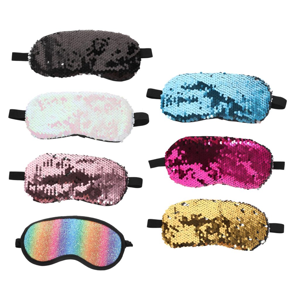 7Pcs Sequin Sleep Mask Eye Blindfolds for Light Blocking Comfortable Sleep for Travel Parties and Naptime Multi Color Design