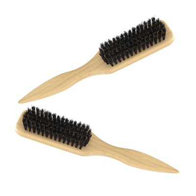 2Pcs Boar Bristle Beard Brush Wooden Grooming Tool for Gentle Facial Hair Care for Beard Styling and Compact and Portable Design
