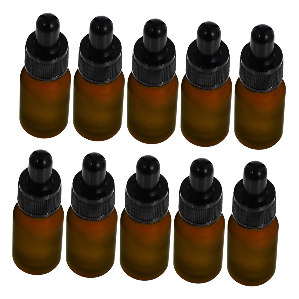EPIGEIST 10-Pack Frosted Glass Essential Oil Bottles Droppers Portable Travel Storage for Perfume Makeup and Liquid Dispenser