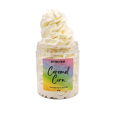 Caramel Corn Whipped Body Lotion Sweet Popcorn Dessert Scented Moisturizer Shea Butter & Coconut Oil Vegan, Paraben-Free Skincare Gift 8 oz Jar