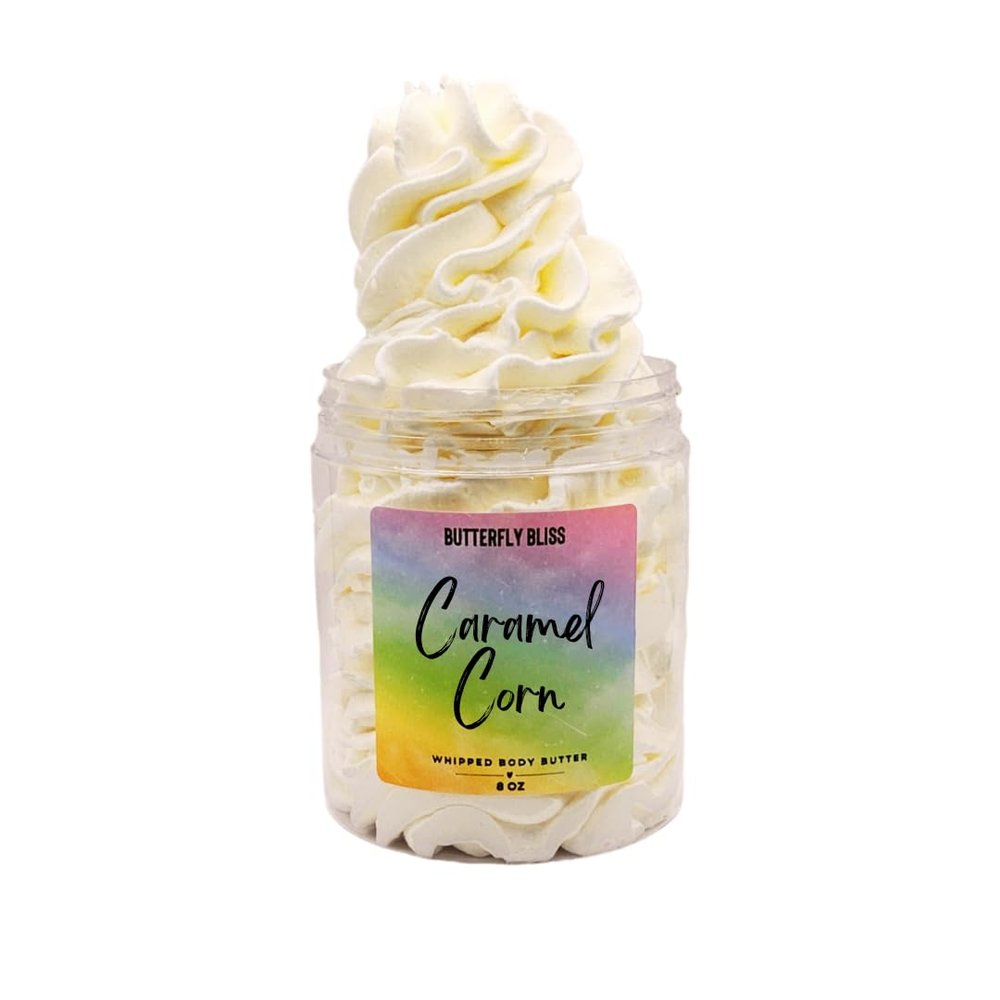 Caramel Corn Whipped Body Lotion  Sweet Popcorn Dessert Scented Moisturizer  Shea Butter & Coconut Oil  Vegan, Paraben-Free Skincare Gift  8 oz Jar