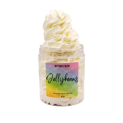 Jellybeans Whipped Body Butter  Fruity Candy Scented Moisturizer  Shea, Mango & Coconut Oils  Vegan, Paraben-Free Sweet Skincare Gift  8 oz Jar