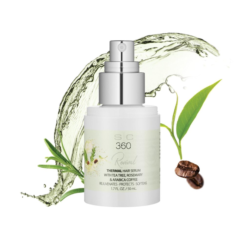StyleCraft SC360 Revival Thermal Hair Serum - Lighweight Frizz Control - Heat Protection & Shine - Tea Tree, Rosemary, Arabica Coffee, Vegan, Paraben-Free 1.7 oz