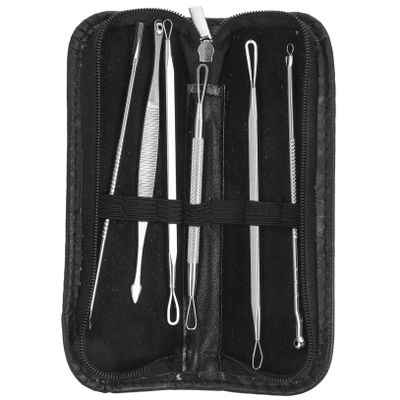 BATHVEVE 7-Piece Stainless Steel Blackhead Removal Tool Set Portable Kit Professional Blackhead Tool for Daily Use Suitable for Home and Travel