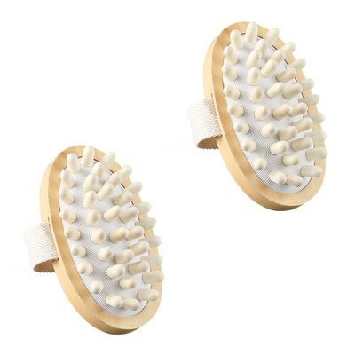 LALADEFIEE Wooden Bath Brush Set 2pcs Handheld Body Scrubber Natural Wood Massage for Relaxation Gentle Exfoliation for Shower and Bath Suitable for Skin Types