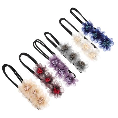 Healeved 6PCS Flower Hair Bun Maker Accessories Set Adjustable Hair Bun Ribbons for Women and Girls for Weddings and Parties Easy to Use