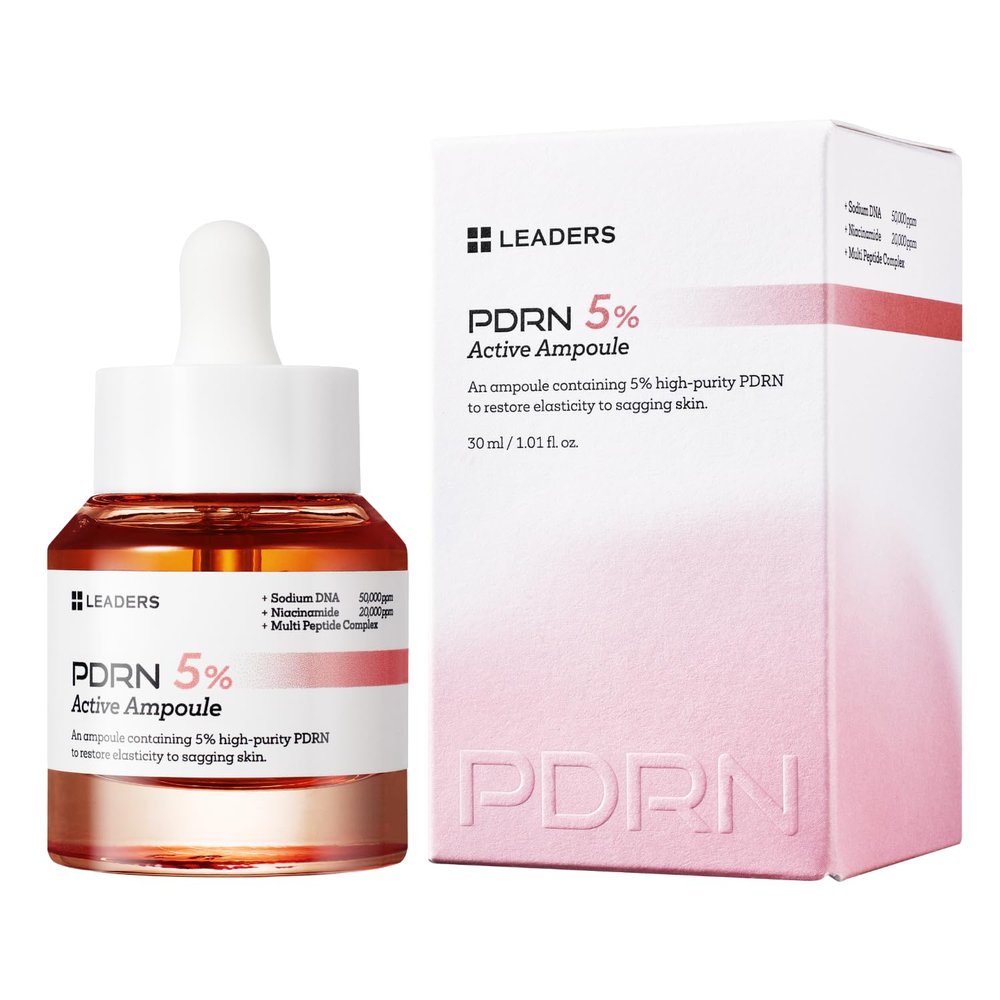 LEADERS PDRN 5% Active Ampoule Anti-Aging Ampoule to Help Restore Elasticity to Sagging Skin, Improve Skin Firmness, and Supports Skin Renewal - Lightweight, Hydrating, Fast Absorbing Formula - 30ml