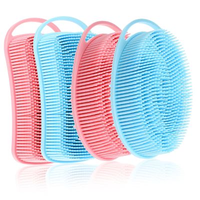 4Pcs Silicone Massage Cleaning Brush Dual Sided Body Scrubber Hair Scalp Massager with Hanging for Easy Storage Exfoliating Shower Brush for Relaxation Deep