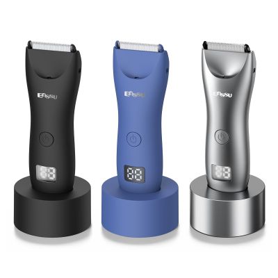ENSSU Body Hair Trimmer for Men, Manscape Waterproof Pubic & Groin Hair Trimmer with Skin-Safe Ceramic Blade, Electric Ball TrimmerBlue+Black+Gray