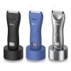 ENSSU Body Hair Trimmer for Men, Manscape Waterproof Pubic & Groin Hair Trimmer with Skin-Safe Ceramic Blade, Electric Ball TrimmerBlue+Black+Gray view 1