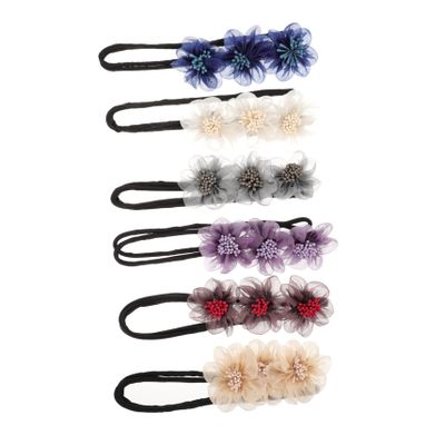 DEARMAMY Floral Hair Bun Maker 6PCS Adjustable Donut Ponytail Stick for Women Easy Styling Accessories for Elegant Updos and Messy Buns