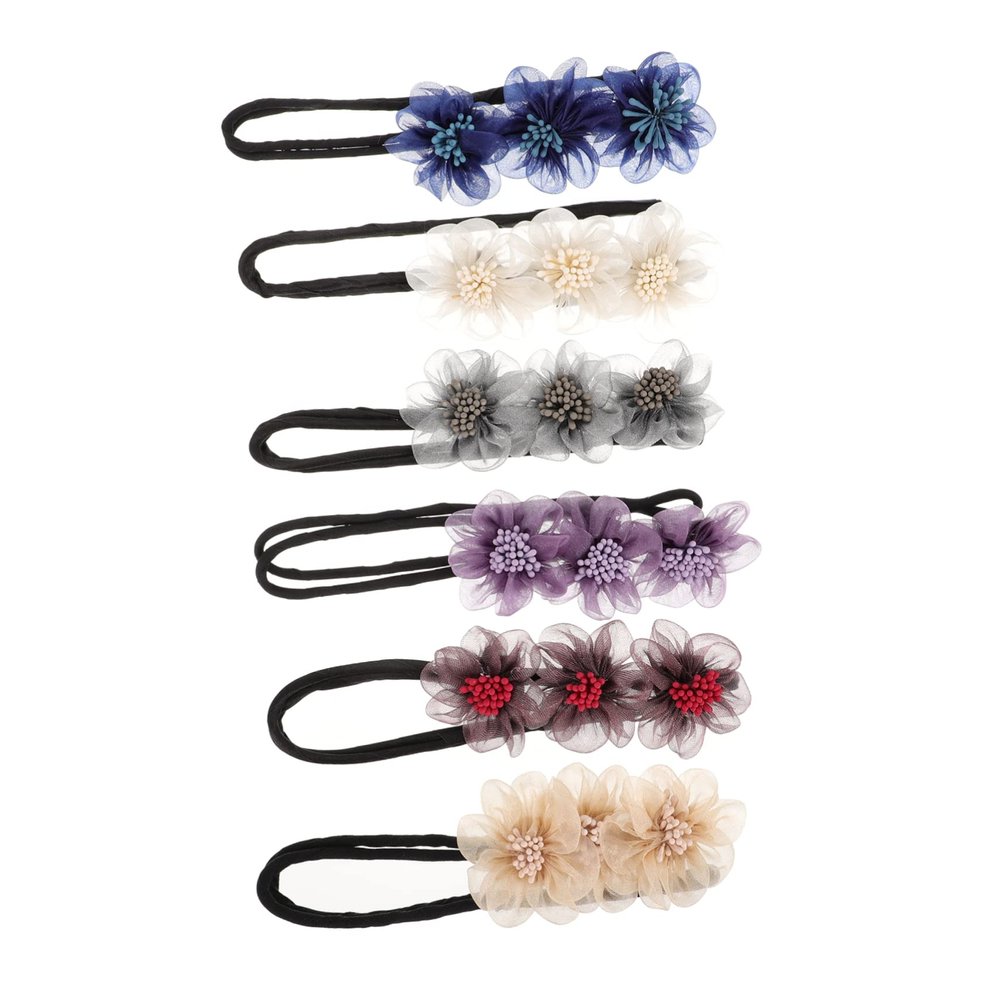 DEARMAMY Floral Hair Bun Maker 6PCS Adjustable Donut Ponytail Stick for Women Easy Styling Accessories for Elegant Updos and Messy Buns