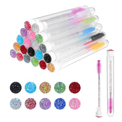 20 Pcs Lash Extensions Spoolies with Storage Tube, Reusable Eyelash Brush for Extensions, Colored Lash Brush for Eyebrow, Eyelashes Extension, Women Makeup Tool