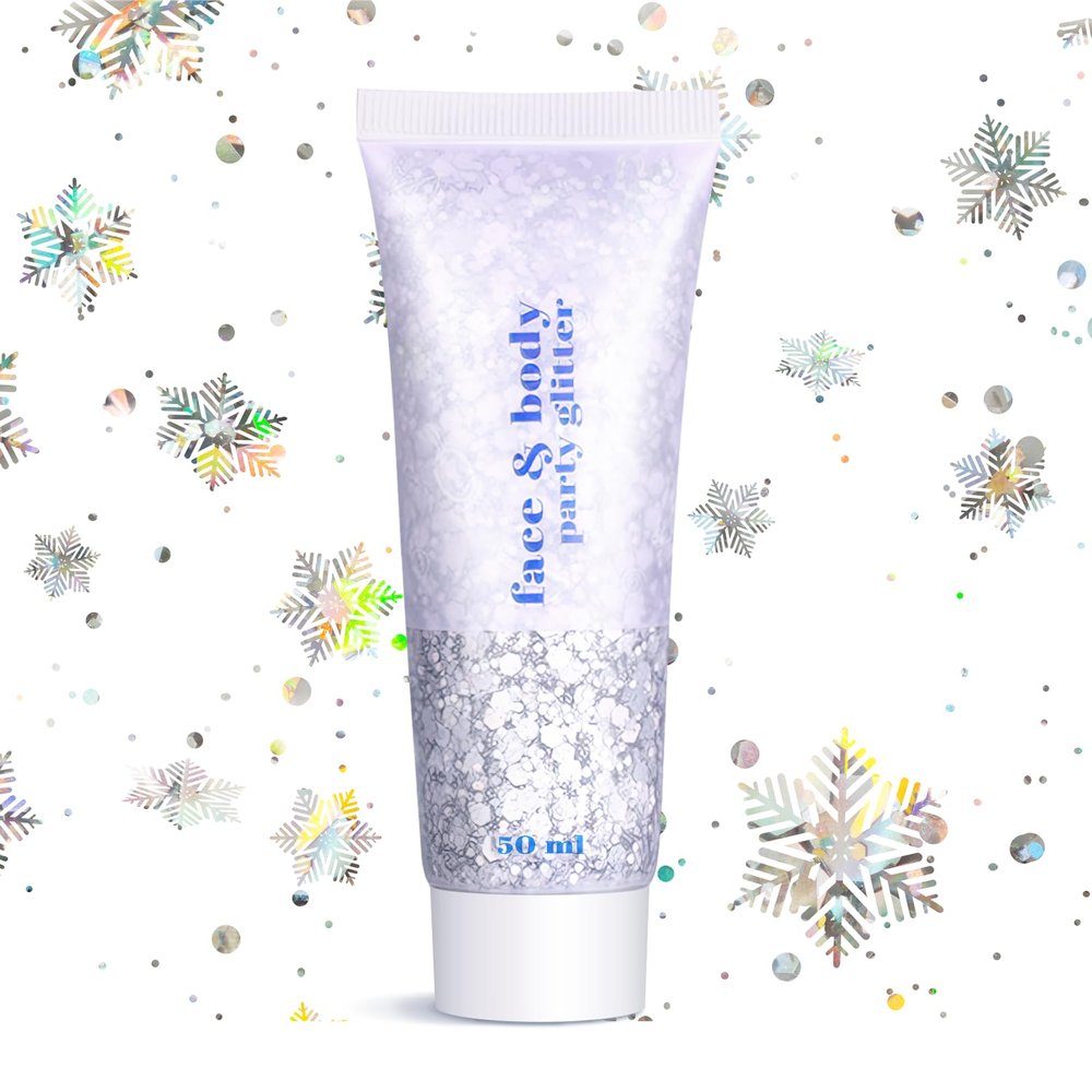 Body Face Glitter for Women Girls - Temporary Face Tattoos, Waterproof No Skin Irritation, for Singer Concerts Mermaid Festival Sequins Teen Makeup (Silver Body Glitter)