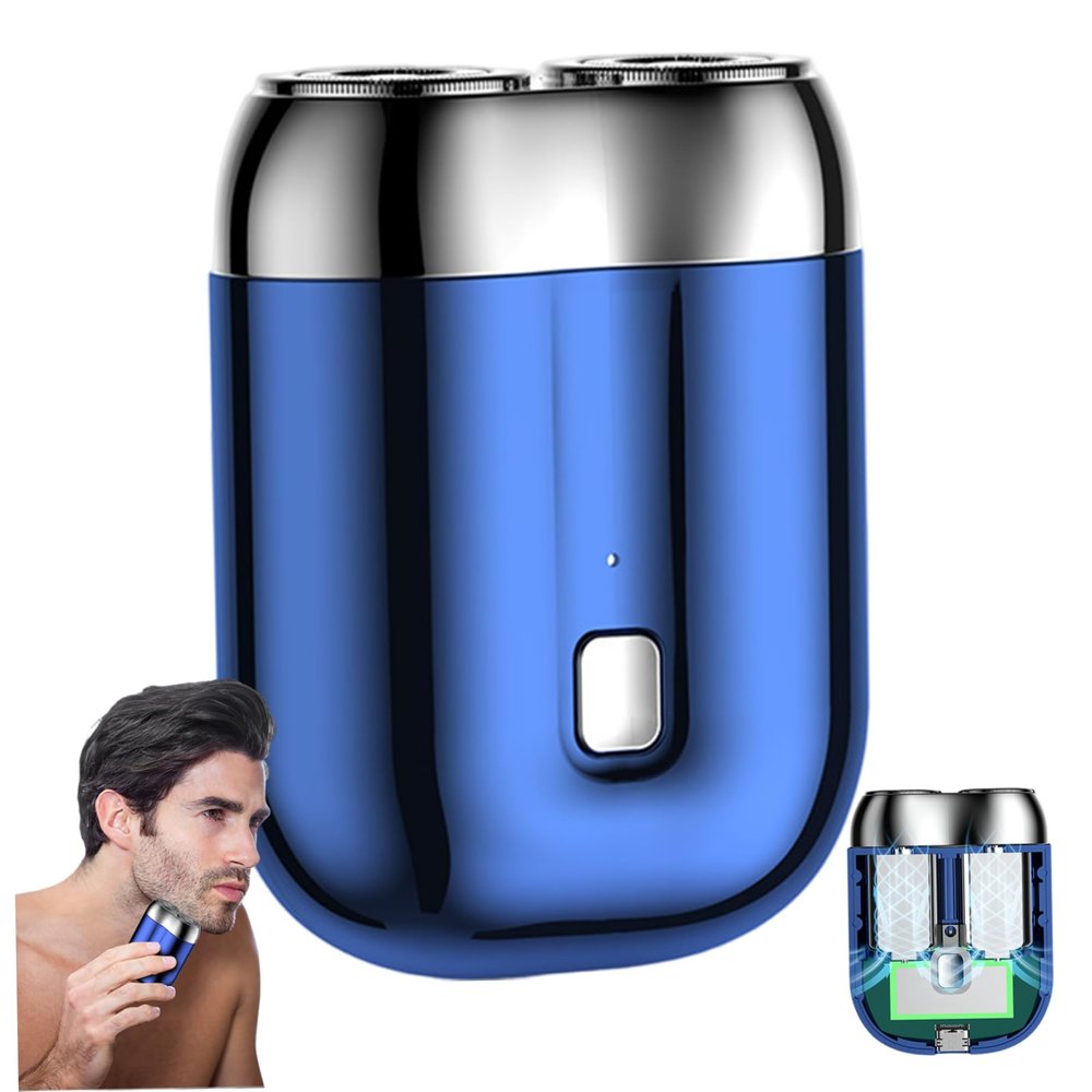 Wedhapy Mini Electric Shaver, Waterproof Rechargeable Double Head Portable Shaver, Wet & Dry Use for Men