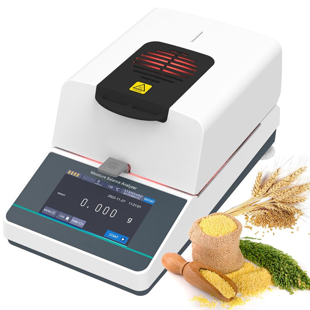 Moisture Anlyzer, Halogen Heating Lab Moisture Analyzer Intuitive 5inch Touch Screen, 110g Capacity, Moisture Analyzer Machine Lab Moisture Tester for Rapid Moisture Test,MBA1102a(110g/0.005g)