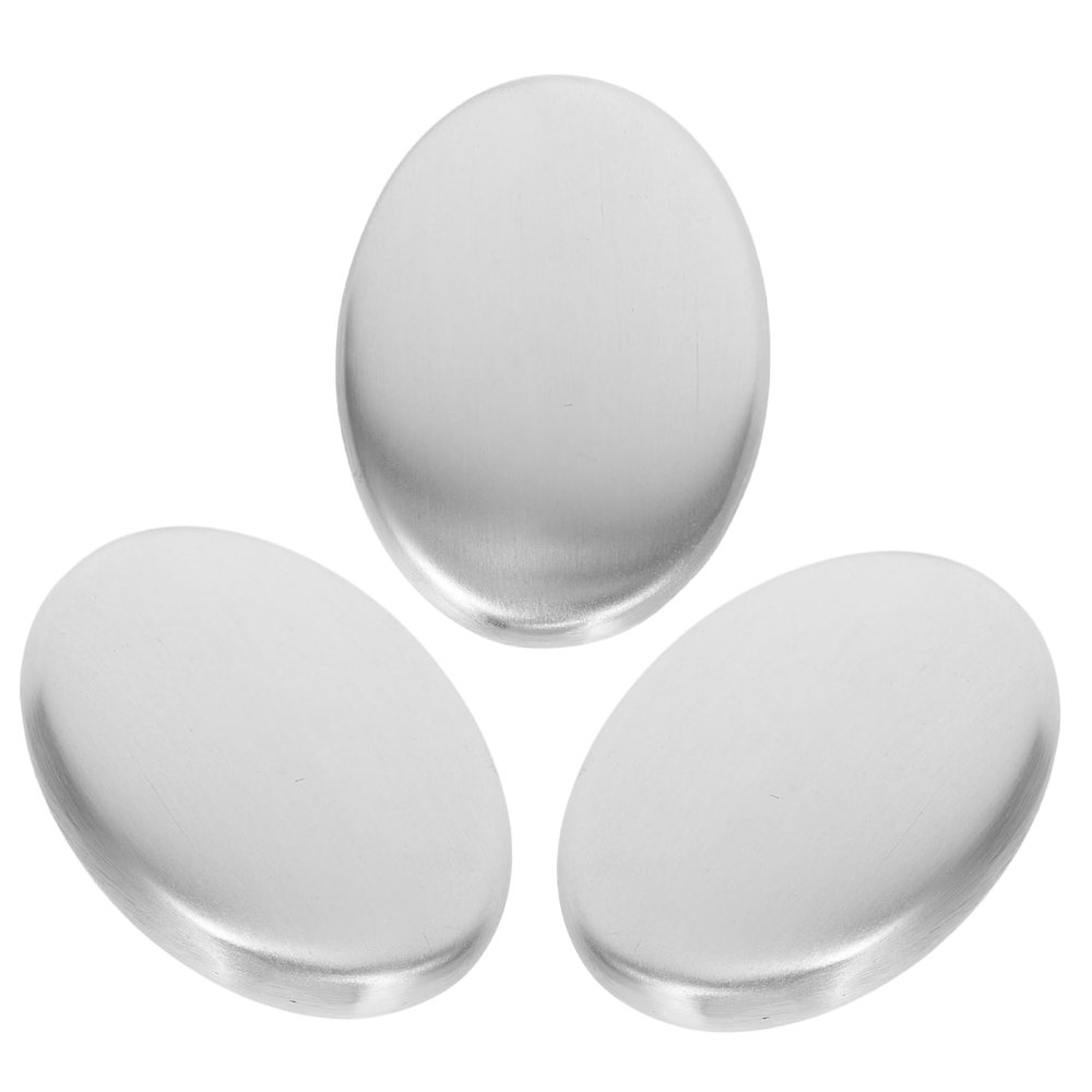 3 Pcs Stainless Steel Soap Bar for Kitchen Dishwasher Safe for Garlic Onion Fish Smells Durable Silver Hand Washer
