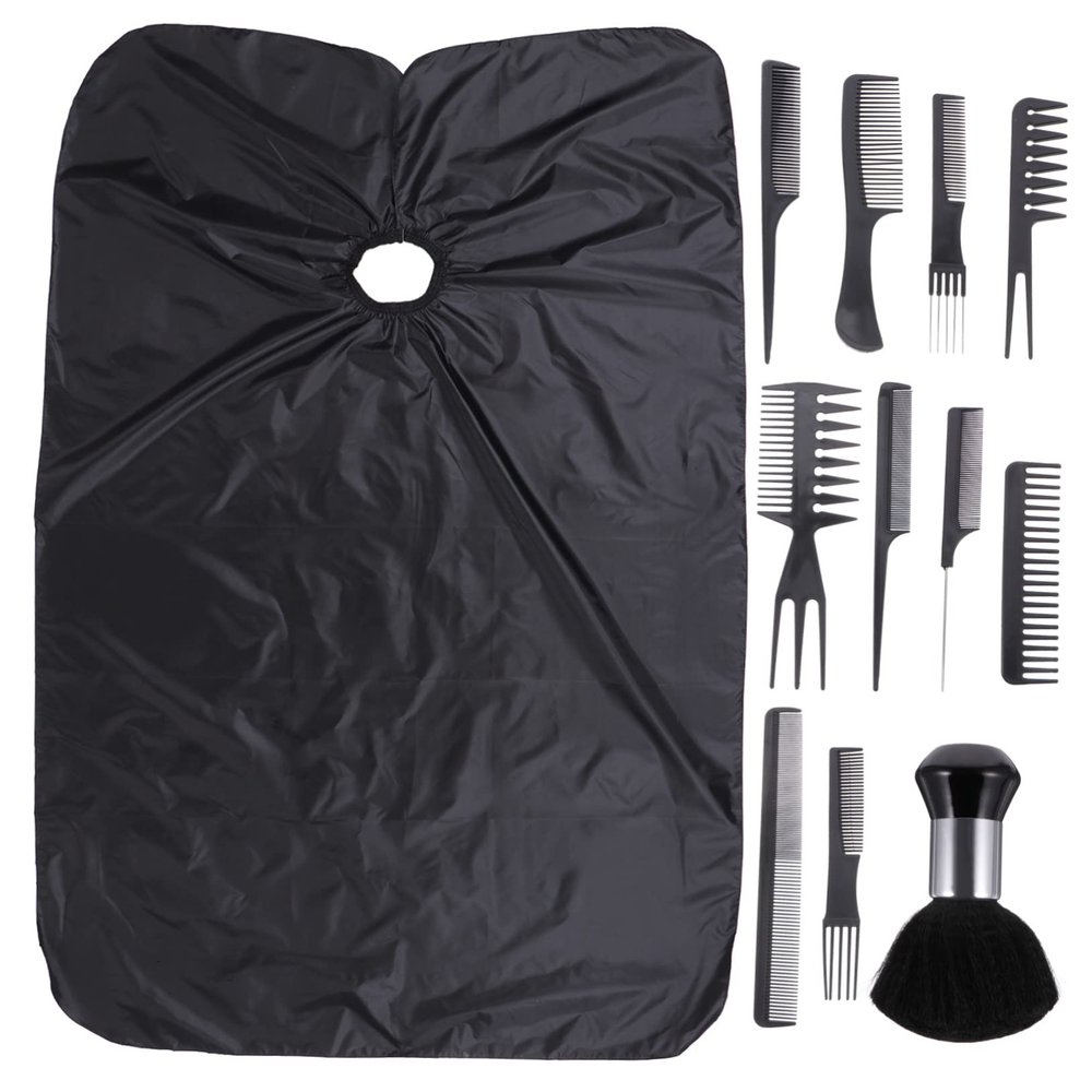 1Set Haircut Kit with Hairdressing Comb Salon Cloak Hair Styling Apron Easy Clean Lightweight for Professionals and Home Use