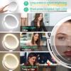 20X/1X Magnifying Makeup Mirror with Lights, Double-Sided Home Vanity Mirror with 3 Color Brightness Adjustable, 360 Rotation, Adjustable Height, Rechargeable, Phone Holder and Storage Tray view 2