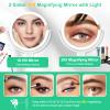 20X/1X Magnifying Makeup Mirror with Lights, Double-Sided Home Vanity Mirror with 3 Color Brightness Adjustable, 360 Rotation, Adjustable Height, Rechargeable, Phone Holder and Storage Tray view 3