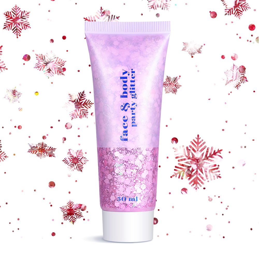 Body Face Glitter for Women Girls - Temporary Face Tattoos, Waterproof No Skin Irritation, for Singer Concerts Mermaid Festival Sequins Teen Makeup (Pink Body Glitter)