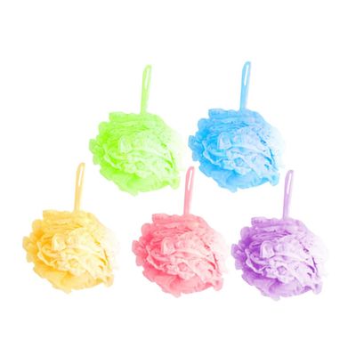 5Pcs Soft Lace Bath Ball Thicken Mesh Sponge Pouf Shower Ball for Gentle Exfoliation and Cleansing Mixed Color Each for Daily Bathing