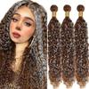 Ratheinhi Grey Bundles Human Hair P4/GREY 22 24 26 Inch Water Wave Human Hair Bundles Highlight Chocolate Grey Unprocessed Brazilian Virgin Quick Weave Hair for Black Women view 1