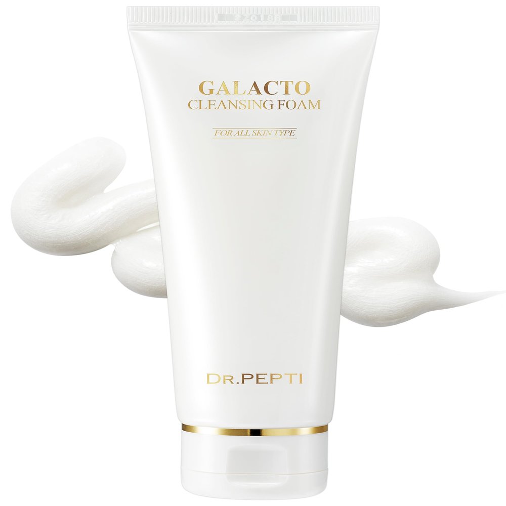 DR.PEPTI Galacto Cleansing Foam - Korean Face Wash with Fermented Galactomyces, Peptides - Exfoliating and Removes Sebum - Rich Creamy Bubble Foam Gentle Daily Cleanser, 3.72 fl.oz.