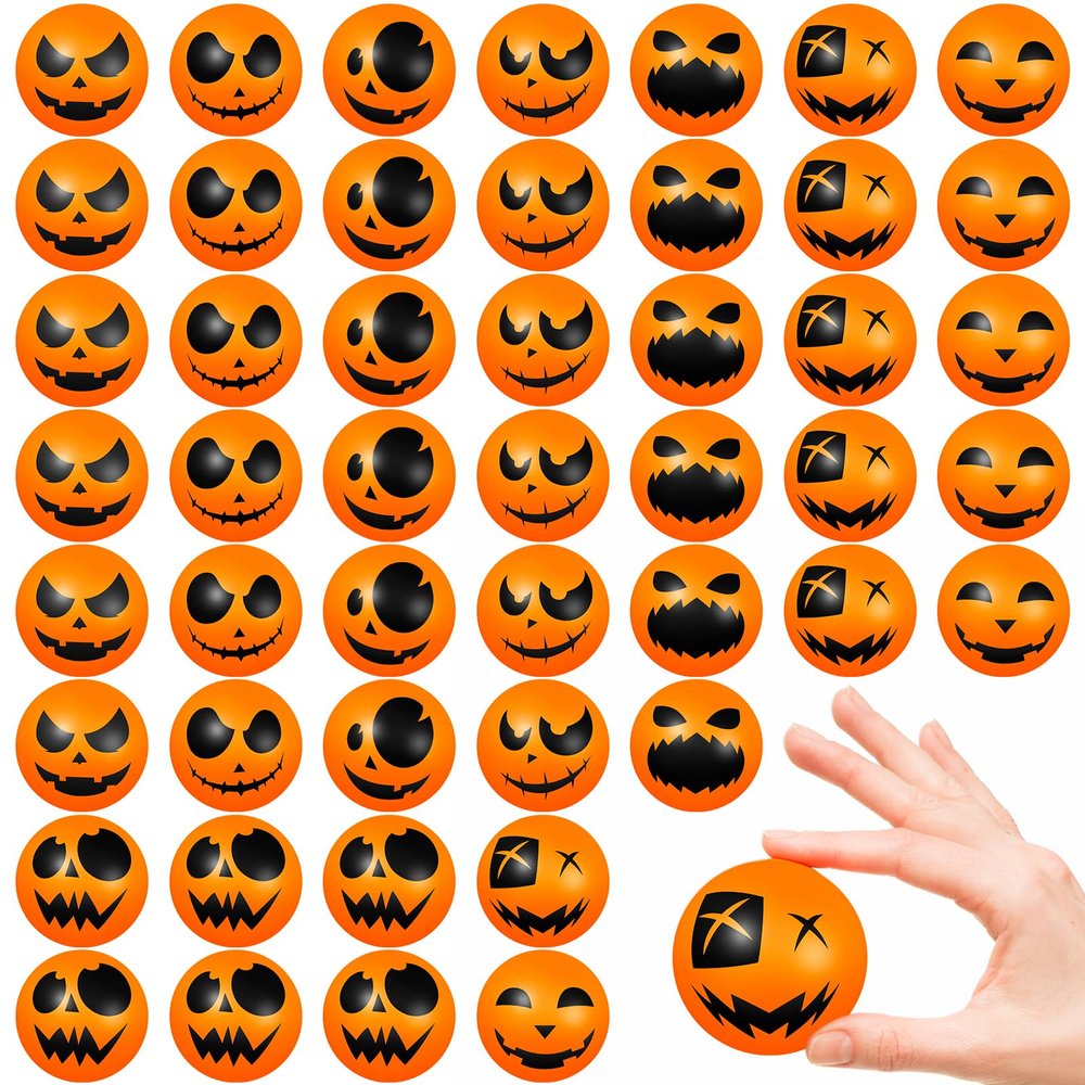 48 Pcs Halloween Stress Balls Bulk Pumpkin Ghost Bat Balls