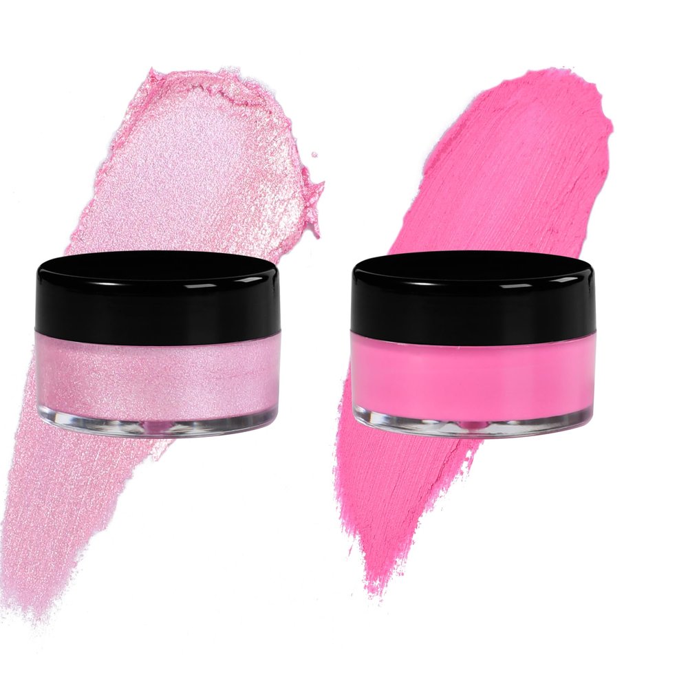 7V HOME BEAUTY Pink Eyeshadow Cream, Blendable Smooth 2pcs Matte and Shimmer Pink Creamy Eyeshadow