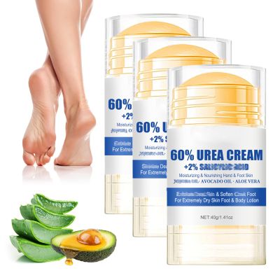 Holyarm 3PCS 60% Urea Hydrating and Anti-Cracking Foot Cream, Maximum Strength Urea Cream for Feet, Foot Lotion Stick for Heels, Dry Hands & Rough Knees, Smoothing Skin Women and Men