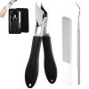 Adult Nail Clippers, 3 PCS Eagle Beak Shaped Beveled Nail Clipper Kit, Slanted Nail Clippers with Wide Jaw Opening and Anti-Splash for, for Manicure and Toenails (Black) view 1