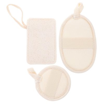 OUNONA 3Pcs Natural Loofah Exfoliating Pads for Body and Face Gentle Scrubber for Daily Use Dead Skin Removal Portable Bath Pads Soft Cleansing for Healthy Skin