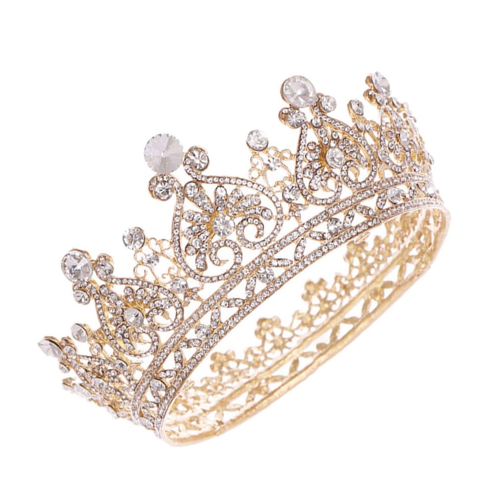 1Pc Retro Crown Headdress for Women Lightweight Crystal Wedding Tiara Elegant Baroque Style Hair Accessory for Bridal Party and Costume Events